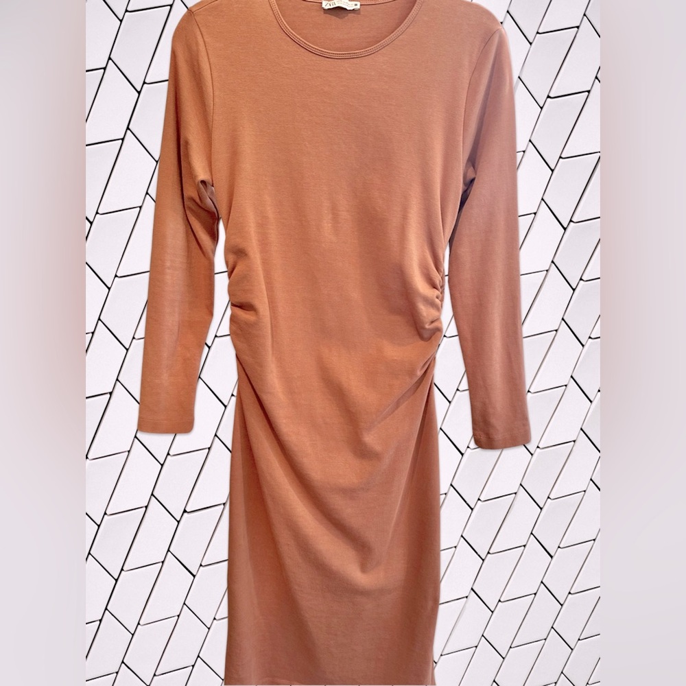 Zara Cotton Ruched Midi Dress